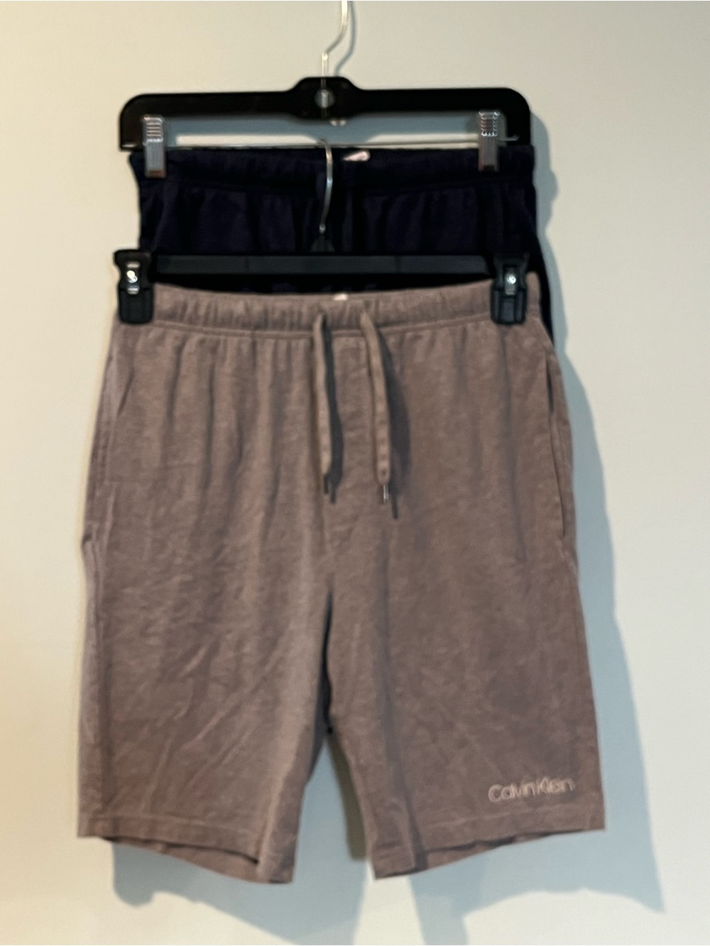 Calvin Klein Men's Gray and Navy Pair Drawstring Sleepwear Shorts, Size Small